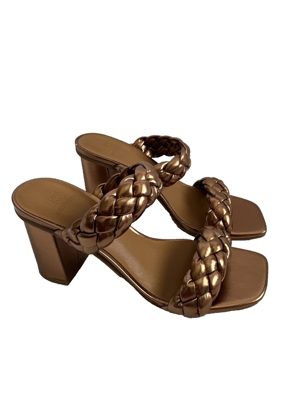 Dunes Iris NEW Braided Bronze Heeled Sandals CUSHIONAIRE Technology Women Sz 9W